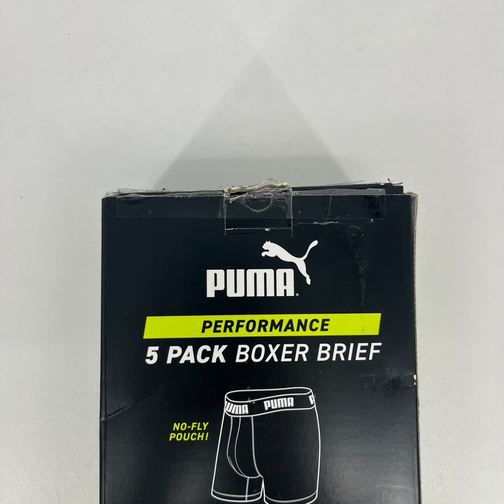 Puma 5 Pack Boxer Brief Underwear Mens L Gray Black Performance Stretch Open Box - Picture 6 of 8